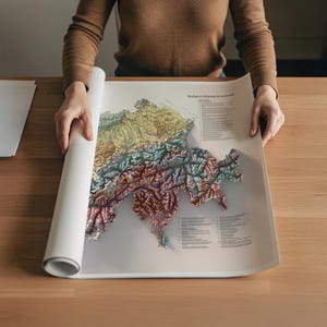 スイス地図ウォールアート：ヴィンテージ風の地質・地形図プリント、質感のあるレリーフポスター 画像 5