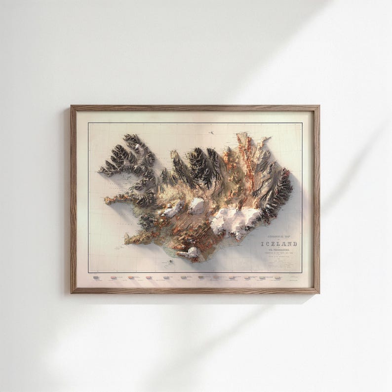 Iceland Topographic Map Print: 1901 Geological Wall Art image 7