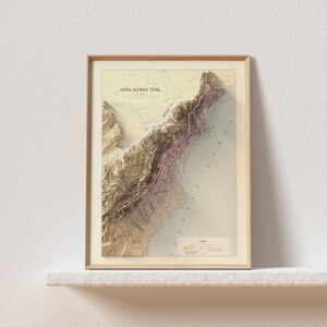 3D Appalachian Trail Topographic Map Vintage Style wall decor, Max Patch, North Carolina & Tennessee