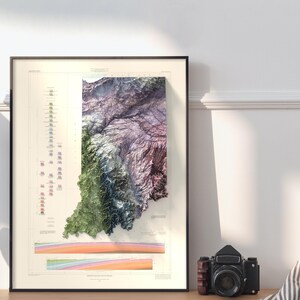 Geologic Map of Indiana (Bedrock) 1987 - Map art print image 4