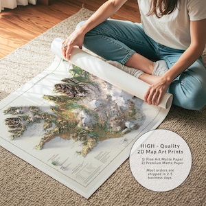 Iceland Topographic Map: Vintage Style Vegetation Wall Art Print image 10