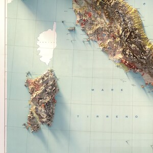 Italy Soil Map (1966): Vintage Relief Decor, Wall Art Gift, Unique Map Poster image 4