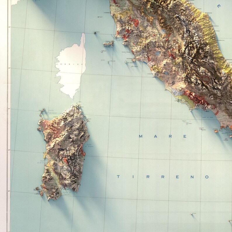 Italy Soil Map (1966): Vintage Relief Decor, Wall Art Gift, Unique Map Poster image 4