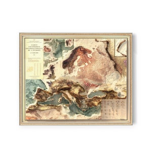 Europe Tectonic Map (with ocean topography) - Vintage Home Decor - Wall Art- Giclée Print on Fine Art Paper - Unique Gift - 3D Effect