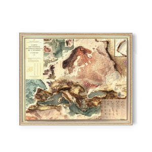 Europa tektonische Karte (mit Ozean-Topographie) - Wanddekoration - Kunstdruck - Einzigartiges Geschenk