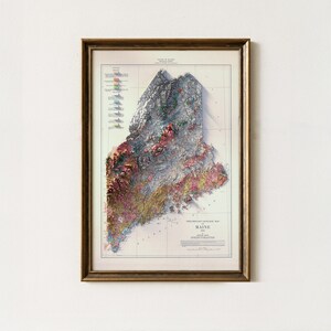 Maine Geological Map: 1922 Vintage Map of Topography, Antique Style Wall Decor image 3