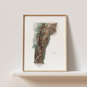 Vermont - Shaded Relief Maps 01 - Topographie - Wand Dekoration - Kunstdruck - Einzigartiges Geschenk