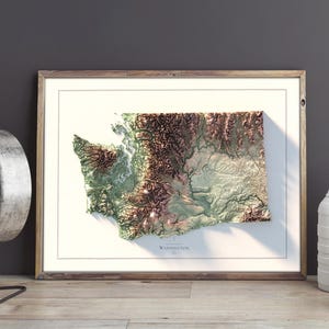 Washington satete map in wooden frame as apeerfect wall decor