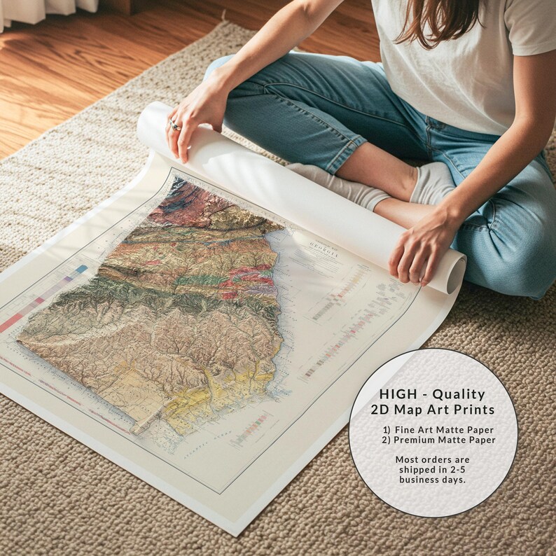 Vintage Georgia Geological Map Print (1939): Topographic Wall Art image 10