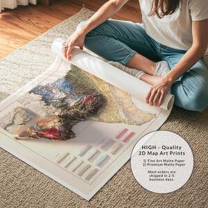 Vintage Texas Geological Map 1933: Relief & Elevation Wall Art, Map Poster Print image 10