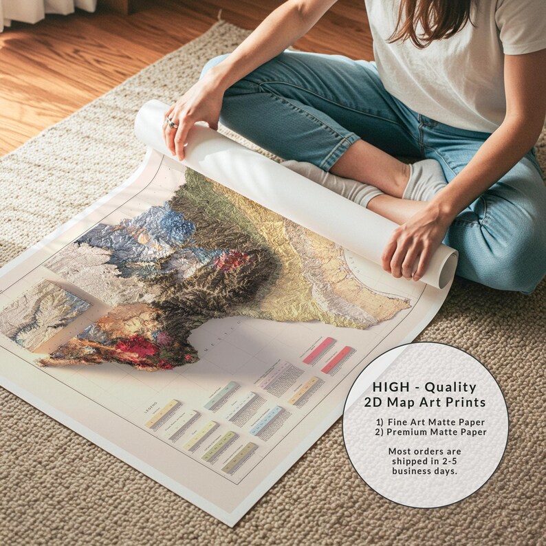 Vintage Texas Geological Map 1933: Relief & Elevation Wall Art, Map Poster Print image 10