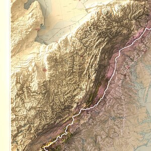 Perfect for Hiking and Trekking Lovers, 3D appalachian relief map Mount Rogers & Grayson Highlands, Virginia trail map gift