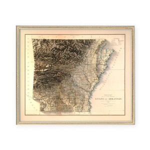 Arkansas - Topography Map - Wall Decor - Elevation - Art Print - Unique Gift