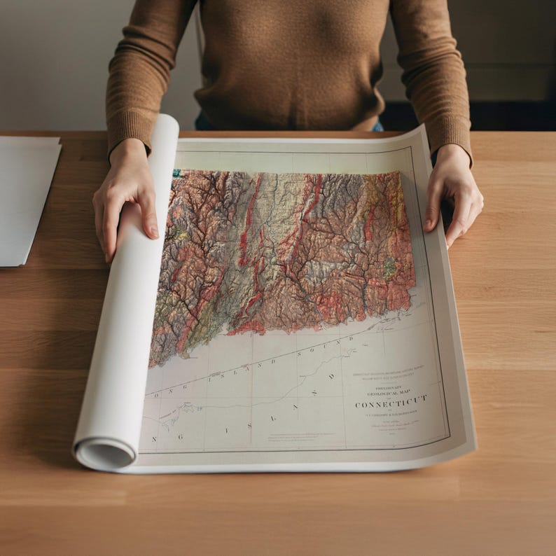 Connecticut Map Art Print: Vintage Wall Decor, Topographic Art Design image 7