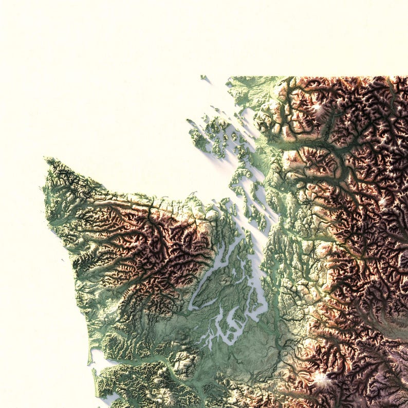 Washington State Map zoom in image