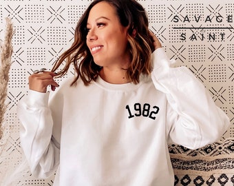 1982 Birthday Year Sweatshirt for Women, Womens 39th Birthday Sweater, Cute Birthday Sweatshirt, Awesome 39th, Hello 39 Sweatshirt