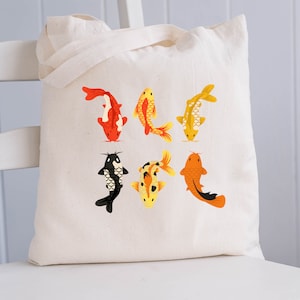 Koi Fish Tote Bag, Koi Fish Gifts, Shopping Bags Canvas, Japanese Gifts, Gift Bags, Fish