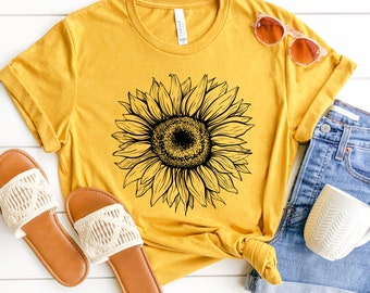 Sunflower t shirt, Sunflowers, Sunflower Lover, Flower T-Shirt, Women's Flower Shirt, Spring/Summer T-Shirt, Gardening T-Shirt