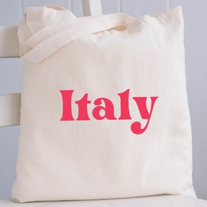 Italy Tote Bag, Italy Gifts, Italian Gifts, Italy, Traveling Gifts, Cute Gifts For Friend, Cotton Canvas Bag, Organic Tote Bag