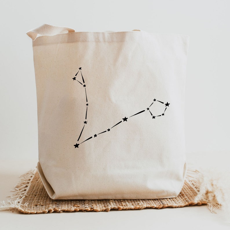 Pisces Constellation Tote Bag, Pisces Sign Constellation, Horoscope Gifts, Zodiac Gifts, Star Sign Gifts, Astrology Gifts, Pisces image 1