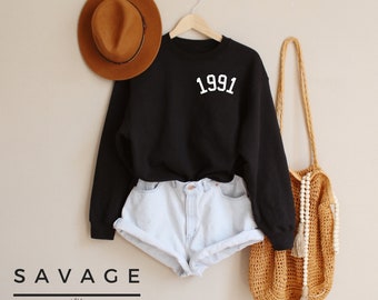 1991 Birthday Year Sweatshirt for Women, Womens 30th Birthday Sweater, Cute Birthday Sweatshirt, Awesome 30th, Hello 30 Sweatshirt