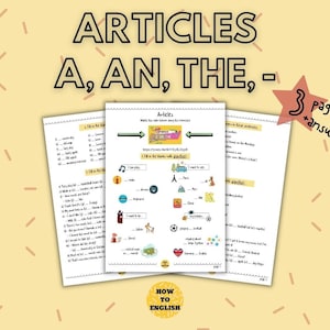 ESL-artikelen in het Engels: A, AN, THE, - | bepaald, onbepaald, nul lidwoord | afdrukbare werkbladen | Instructies voor Engels