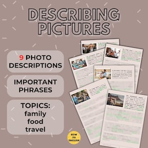 ESL Foto's beschrijven in het Engels | nuttige zinnen | 9 fotobeschrijvingen | Instructies voor Engels