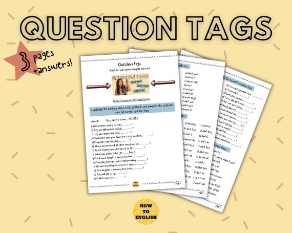 esl question tags printable worksheets grammar exercises etsy