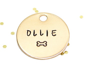 Personalized Stamped Pet ID Tag • Brass or Silver