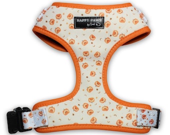 Boho Pumpkin Dog Harness • No Pull Harness • Autumn Harness •  Adjustable Harness •  Pet Walking Gear •  Fall Harness  • Cat Harness