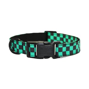 Checkered Dog Collar • Green Checkered Cat and Dog Collar • Cat and Dogs Birthday Gift • Everyday Cat Collar • Checkered Kitten Collar