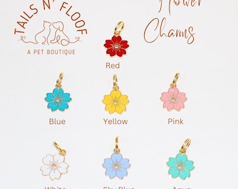 ポピーフラワーのペット用首輪チャーム：おしゃれな犬猫用アクセサリー