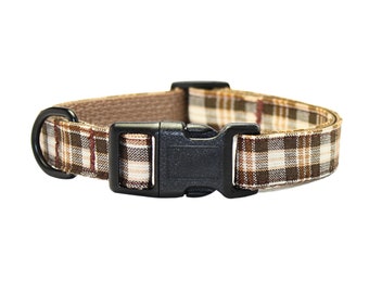 Herfstgeruite honden- of kattenhalsband • Handgemaakte herfsthalsband voor huisdieren
