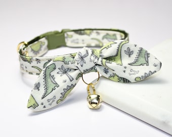 Baby Dino Cat Collar: Breakaway Buckle, Jingle Bell, USA Made