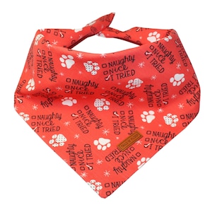 Naughty or Nice I Tried Cotton Bandana | Christmas Bandana |Pet Bandana | Cat Bandana | Dog Bandana | Pet Neckwear | Pet neckwear