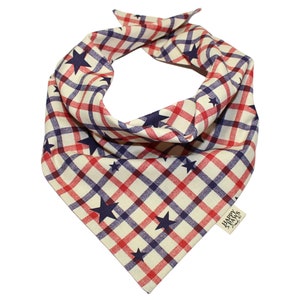 Star Spangle Plaid Pet Bandana |  Pet Bandana |  Cat Bandana | Dog Bandana |  Pet Neckwear | Pet neckwear | Patriotic Plaid | 4th of July