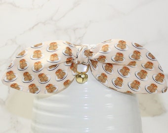 Pancake Cat Collar Bow Tie • Cat Collar Gift • everyday Cat Collar • Kitten Collar • Adult Cat Collars • Small Pups Collar and Bow