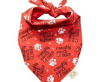 Naughty or Nice Christmas Pet Bandana | Organic Cotton