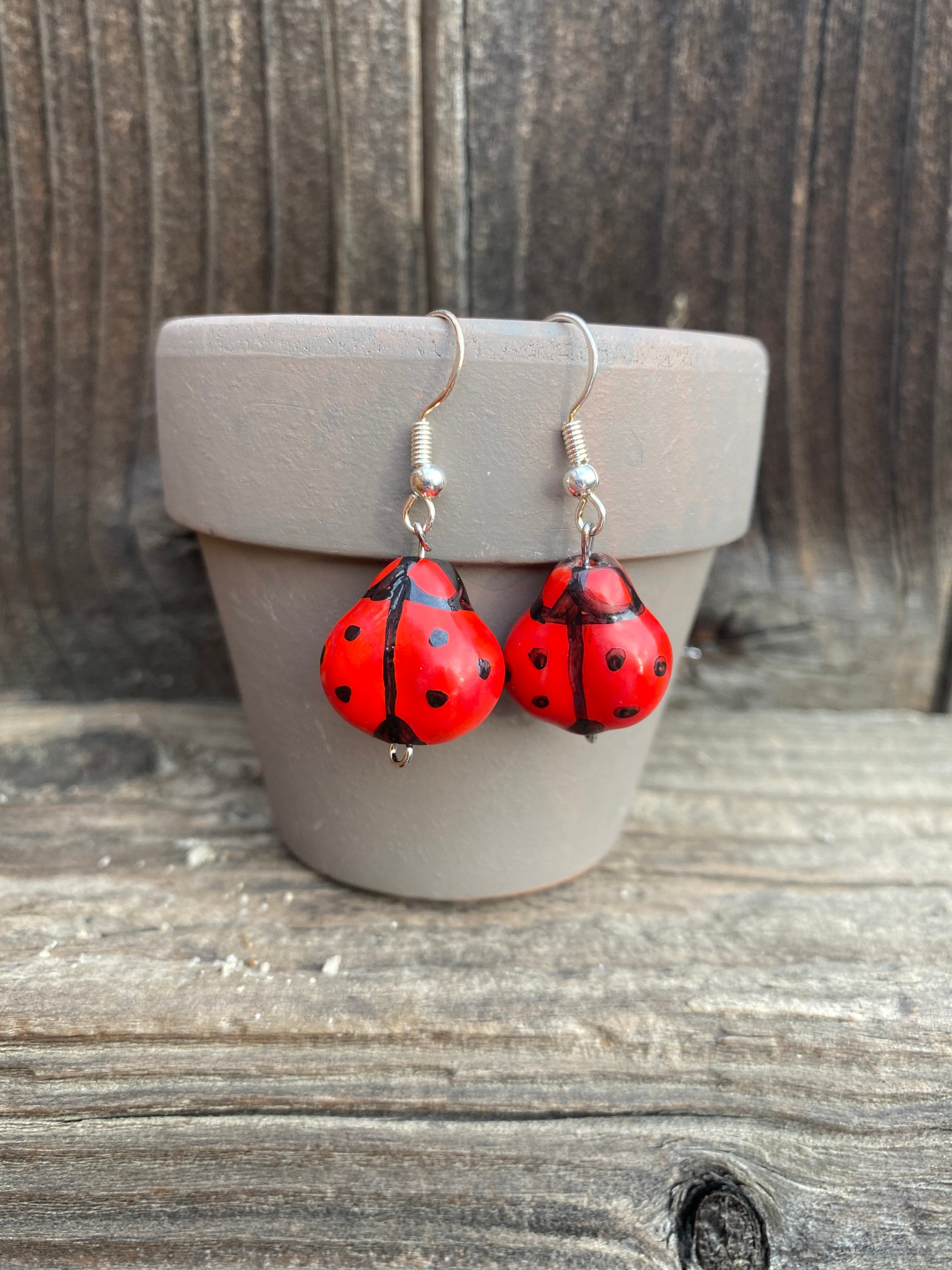 Lady bug earrings Etsy