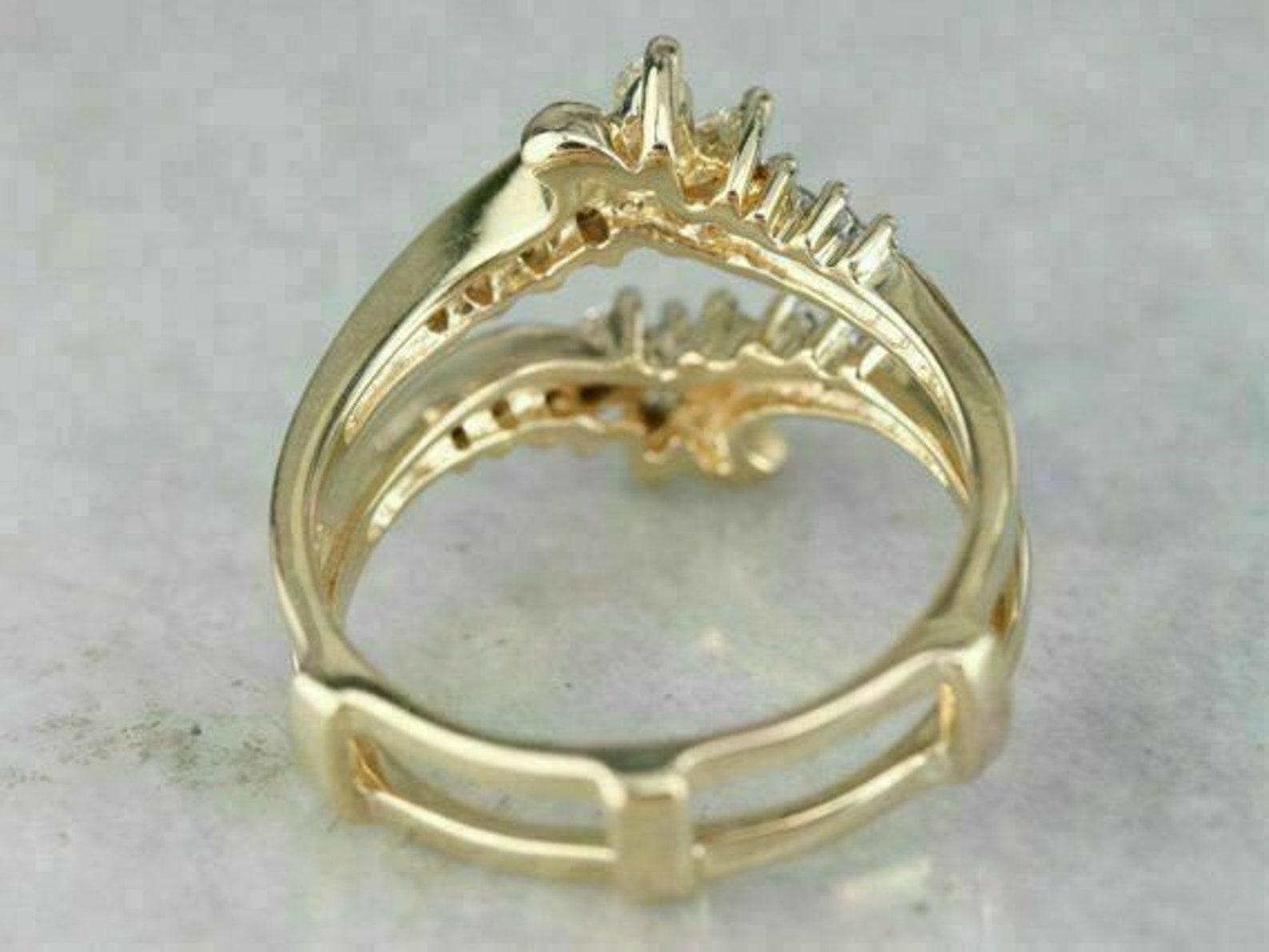 Marquise & Round Diamond Cut Enhancer Ring 14KT Yellow Gold Etsy