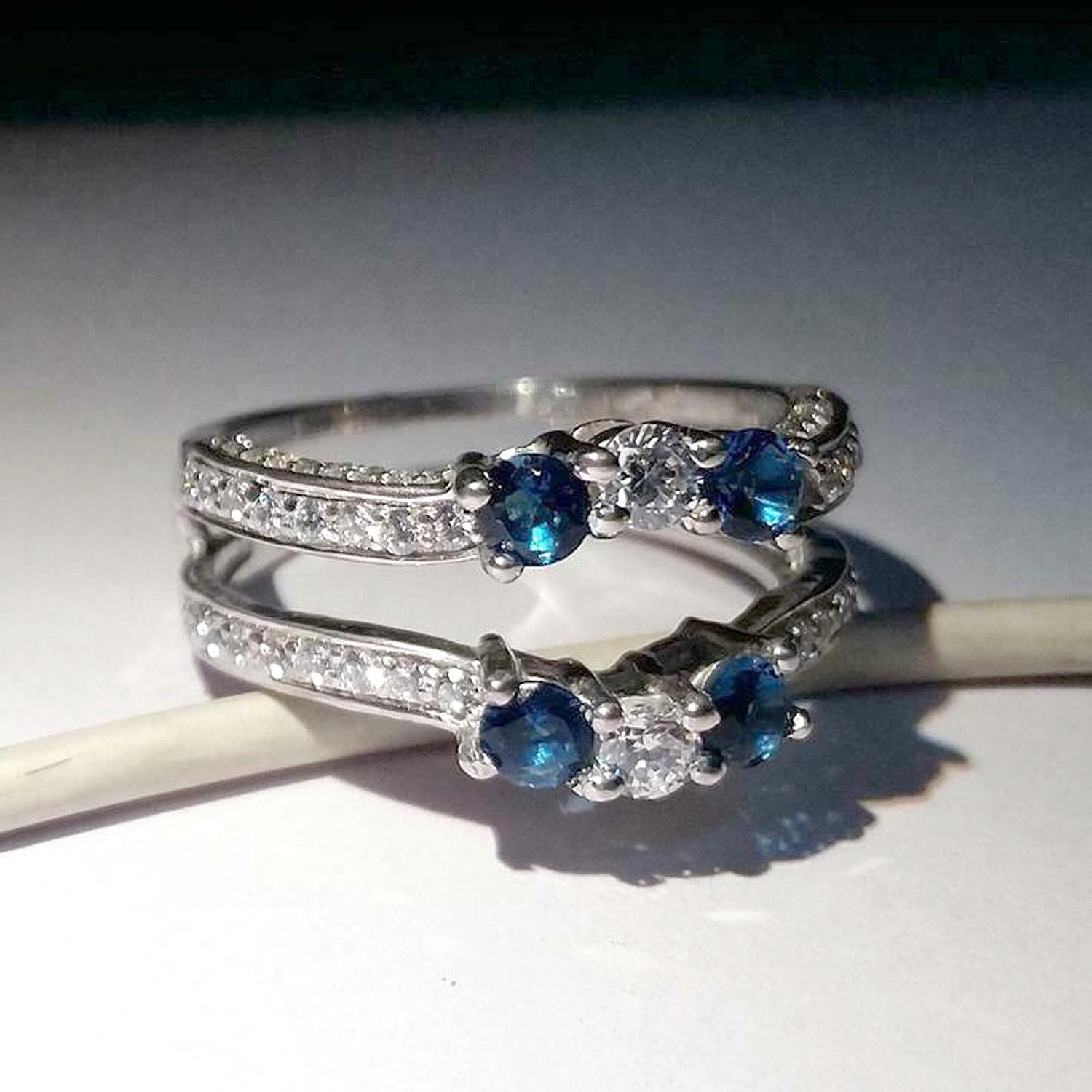Blue Sapphire Diamond Engagement Enhancer Ring For Ladies