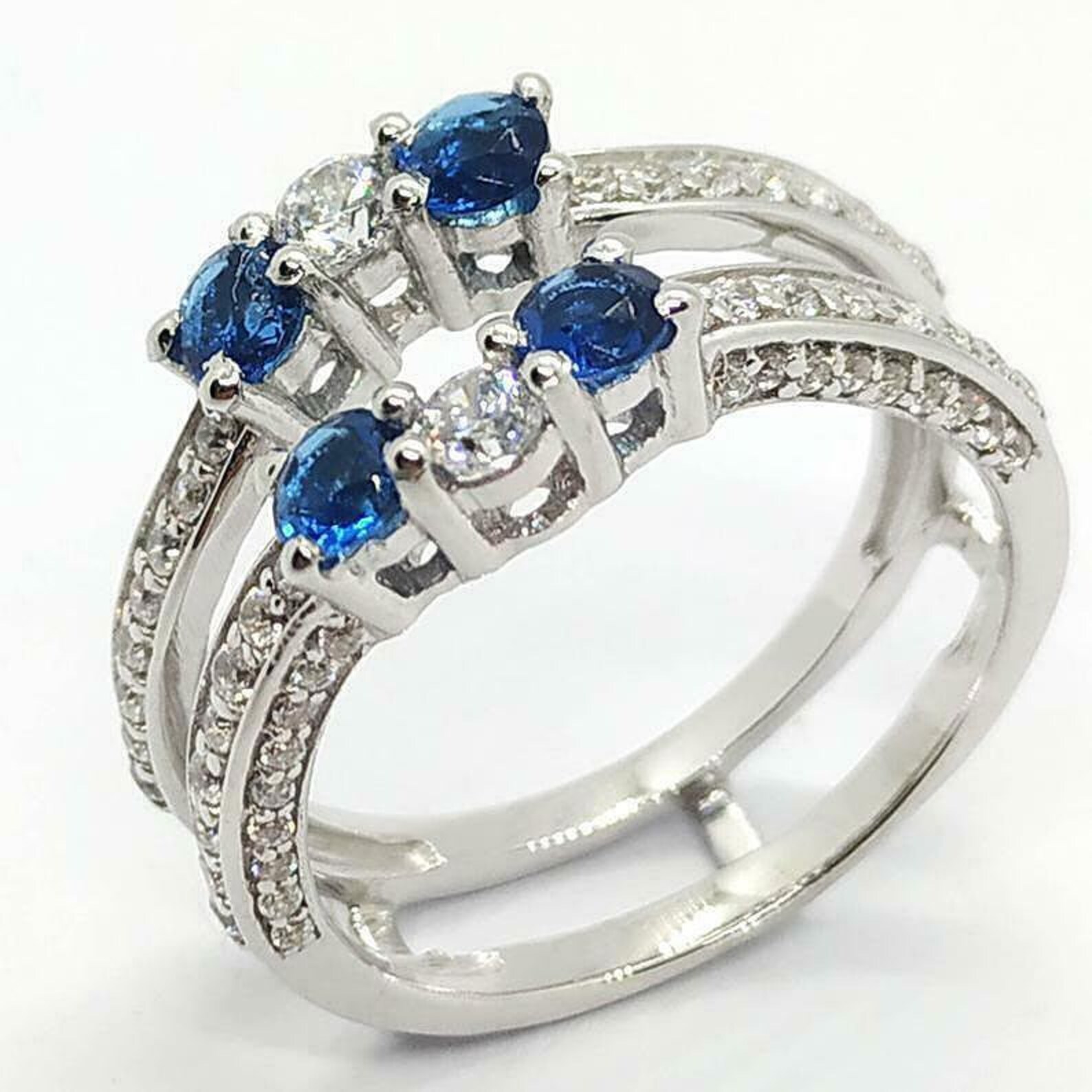 Blue Sapphire Diamond Engagement Enhancer Ring For Ladies Etsy