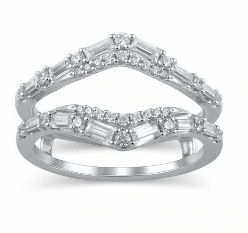 Enhancer Wrap Wedding Ring For Women's 14KT White Gold Etsy