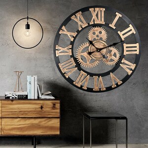 32 Rotating Gears Wall Clock. Industrial Wall Clock. Large