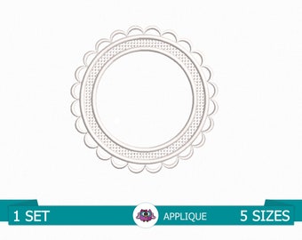 Delicate Applique Lace Frame - Applique Monogram Frame - Baby Monograme Frame -Circle Applique Embroidery Design - Wedding Frame Embroidery