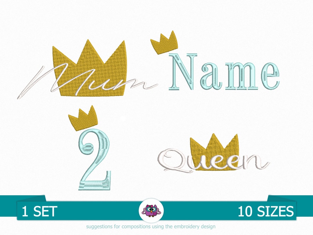 Crown Machine Embroidery File Crown Embroidery Princess Embroidery