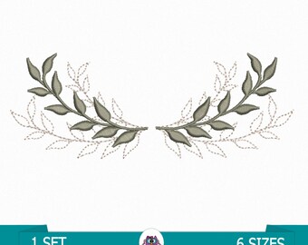 Lorbeerblatt-Stickerei – Stickmaschinen-Design – Lorbeer für Monogramme – Lorbeerrahmen – Lorbeer-Taufstickerei – Lorbeerkranz