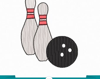 Bowling embroidery - Embroidery file design - Bowling ball embroidery - Sports embroidery - Bowling ball and pins embroidery
