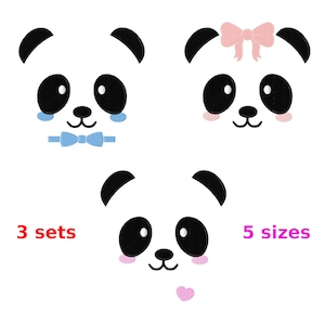 Panda Bear - Digital Embroidery Design for Embroidery Machine (instant download: 5 sizes/3 models)