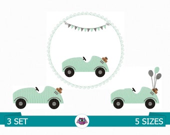 OLD CAR 001 - Digital Embroidery Design for Embroidery Machine (instant download: 5 sizes 3 sets)